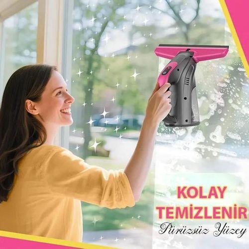 Ezere ClearView Şarjlı Cam Temizleyici Silme Makinesi Mikrofiber Başlıklı