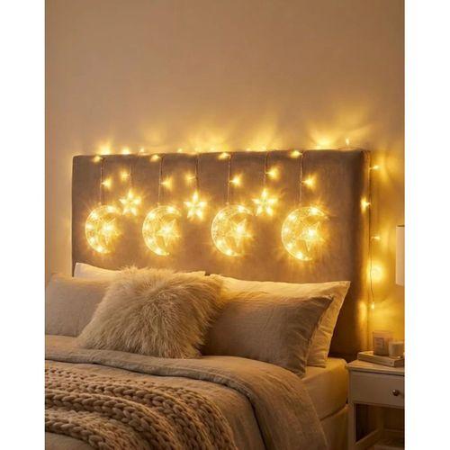 Ramazan İçin Hilal Yıldız Işık Zinciri Yanıp Sönen Ve Sabit Modlu