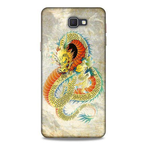 Samsung Galaxy J7 Prime Kılıf Dragons (21) Koruyucu Kapak Ejderha Dövme Sarı