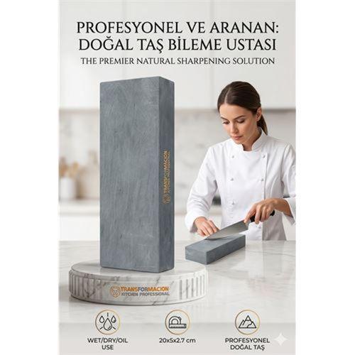 Profesyonel Doğal Bileme Taşı | Islak Yağlı ve Kuru Kullanım | Şef Bıçak Bileyici 723078