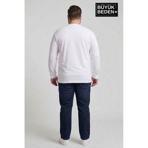 Erkek Büyük Beden 2 li Set Uzun Kollu 2 İplik Bisiklet Yaka Tişört SPR26BEA942+2