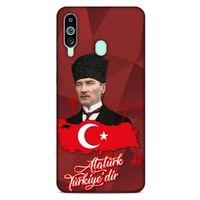 Samsung Galaxy M40 Kılıf Atatürk (43) Thin Fit Kılıf Kırmızı Mozaik