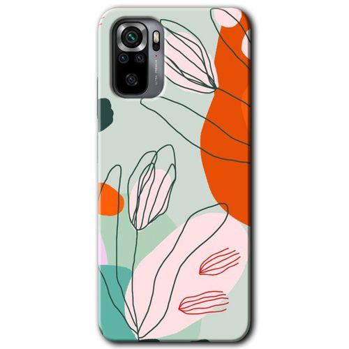 MRCİLETİSİM Xiaomi Redmi Note 10s Kılıf Baskılı Kapak - Vektör Çiçekler + 5D Tam Kaplayan Cam