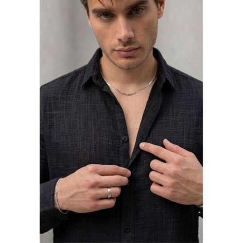 Bien Pamuk Keten Erkek Gömlek - Siyah