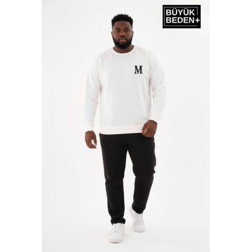 Erkek Büyük Beden M Baskılı Bisiklet Yaka ince Sweatshirt SPR26BSW956-13