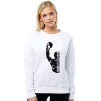 Muhammed Ali Yumruk Baskılı Beyaz Kadın Sweatshirt