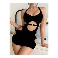 Desenli Transparan Mini Elbise