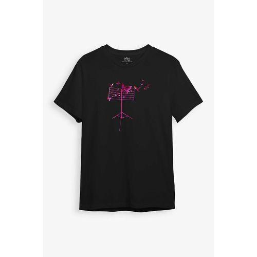 BAND Notalar Temalı Baskılı Gri Unisex Tişört