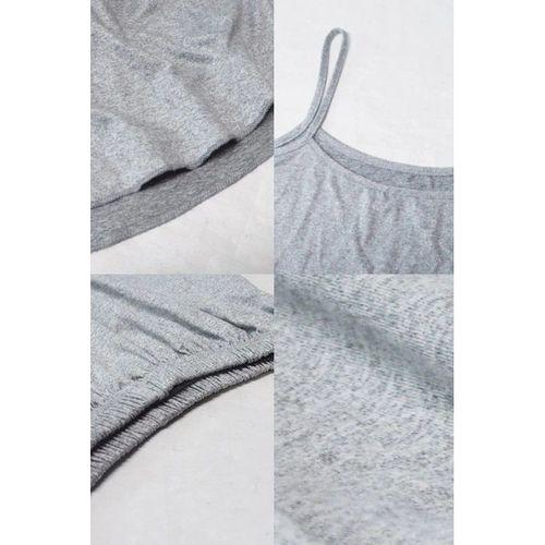 Kadın Gri Şortlu Penye Gecelik Takımı