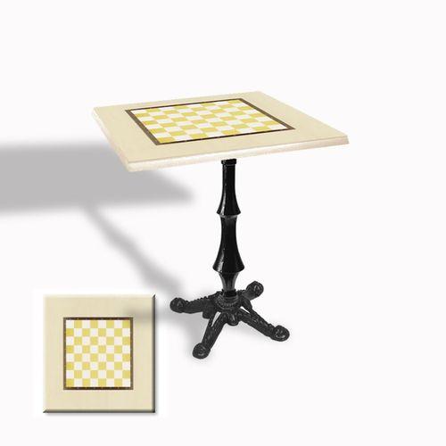 Dockers Çipa 1012 Döküm Ayak Kare Masa 80X80 cm - (Werzalit, Wermodin ve Allzalit Tabla) - Krem Satranç