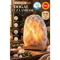 Çankırı 5-6 Kg Gri Doğal Kaya Tuzu Lambası Ahşap Kaideli Dekoratif Lamba