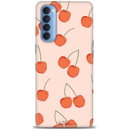 Oppo Reno 4 Pro Kılıf HD Baskılı Kılıf - Büyük Kirazlar + Tam Ekran Koruyucu