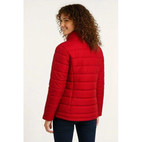 Mikro Su İtici Kapitone Baskılı Astarlı Fermuarlı Bomber Mont - Kırmızı