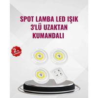 3 Lü Pilli Kablosuz Led Spot Lamba Seti Kumandalı Kolay Montaj Aydınlatma