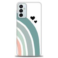 Samsung Galaxy M13 Kılıf HD Baskılı Kılıf - Gökkuşağı ve Kalpler + Tam Ekran Koruyucu