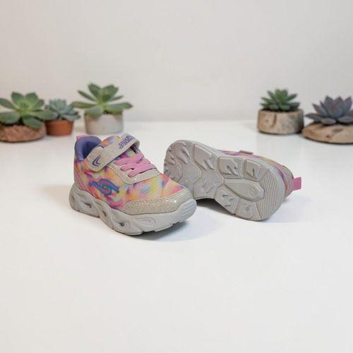 Jamix 125p Pembe-Beyaz Işıklı Cırtlı Kız Çocuk Spor Ayakkabı