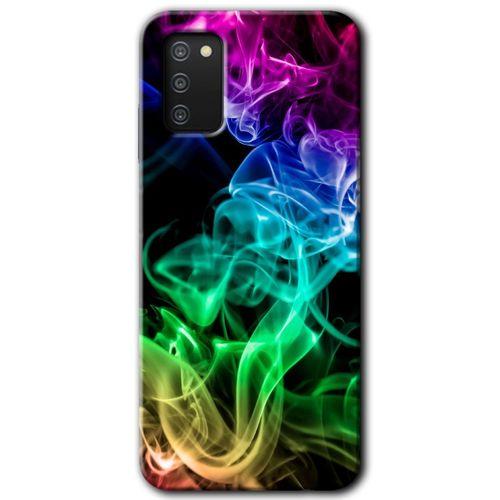 MRCİLETİSİM Samsung Galaxy A02s Kılıf Baskılı Kapak - Smoke Colorful +Tam Kaplayan Mat Seramik