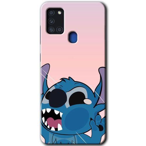 Samsung Galaxy A21s Kılıf Baskılı Kapak - Stitch +Tam Kaplayan Mat Seramik