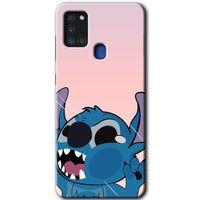 Samsung Galaxy A21s Kılıf Baskılı Kapak - Stitch +Tam Kaplayan Mat Seramik