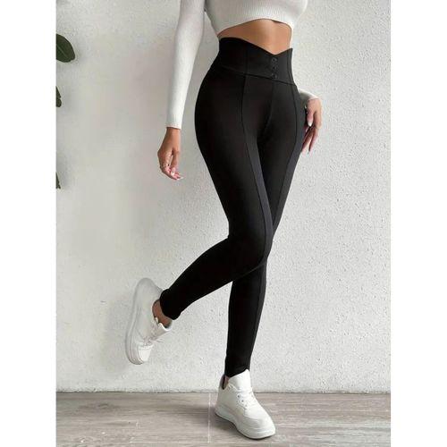 Kadın Yüksek Bel önden Düğmeli Dalgıç Tayt