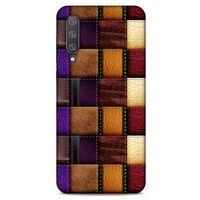 Xiaomi Mi 9 Kılıf Patchwork (13) Silikon Kap Mor Turuncu