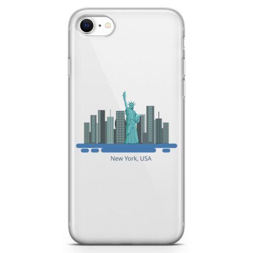 Apple iPhone SE 2020 Kılıf New York Amerika Arka Kapak Koruma Desenli Full Koruyucu