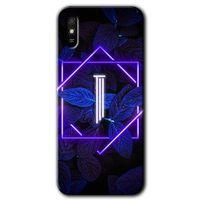 MRCİLETİSİM Xiaomi Redmi 9A Kılıf HD Desen Baskılı Arka Kapak+Temperli Cam - Dark Neon Yaprak I Harfi