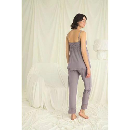 Dantelli Hamile Lohusa 3lü Pijama Takımı