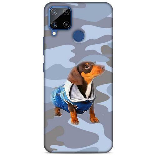 Oppo Realme C15 Kılıf Köpek Kıyafetleri (50) Shockproof Kılıf Dakhund Puf Mont