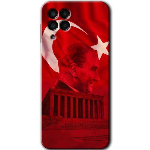 MRCİLETİSİM Samsung Galaxy M33 Kılıf Baskılı Kapak - Anıtkabir Atatürk +Tam Ekran Koruyucu