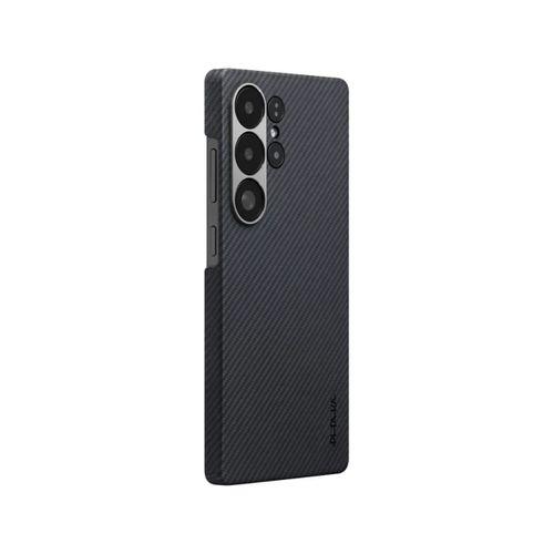 Galaxy S25 Ultra Kılıf M-safe Şarj Özellikli 600D Aramid Fiber Pitaka Ultra-Slim Classic Serisi Black-Grey Twill Kapak