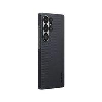 Galaxy S25 Ultra Kılıf M-safe Şarj Özellikli 600D Aramid Fiber Pitaka Ultra-Slim Classic Serisi Black-Grey Twill Kapak
