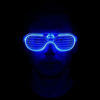 Mavi Led Işıklı Parti Gözlüğü - Neon Glow Şerit Gözlük 3 Modlu