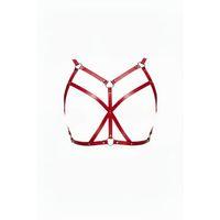 Kırmızı Göğüs Harness Deri Çapraz Bantlı O Halka Detaylı - Brf247