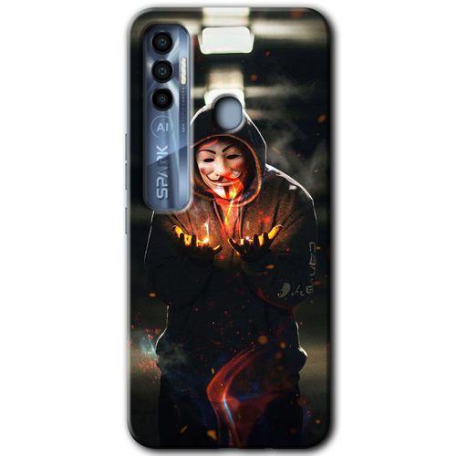 Tecno Spark 7 Pro Kılıf HD Desen Baskılı Arka Kapak - V for Fire + Kırılmaz Cam