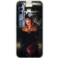 Tecno Spark 7 Pro Kılıf HD Desen Baskılı Arka Kapak - V for Fire + Kırılmaz Cam