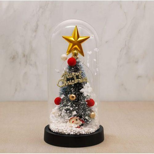 Yılbaşı Temalı Işıklı  Dekoratif Cam Fanus