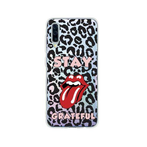 Samsung A50 Stay Grateful Desenli Premium Şeffaf Silikon Kılıf