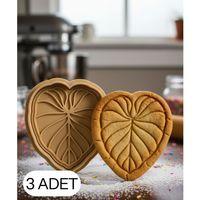 3Lü Kalp Yaprak Şekillendirici Kalıp Kurabiye Hamur Kesici Oyun ve Şeker Hamuru Seti