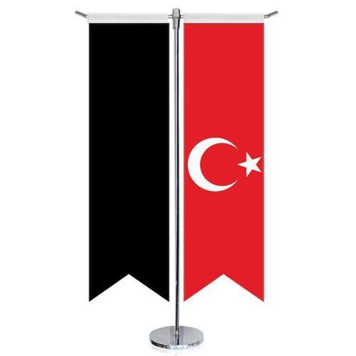 Harzemşah Bayrağı - 17 Eski Türk Devletleri Ve Türkiye - Kırlangıç - Saten T Direk 2li Masa Bayrağı