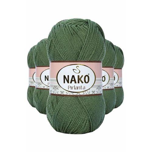 5 Adet Pırlanta Amigurumi El Örgü İpi Yünü Haki Yeşil 11253