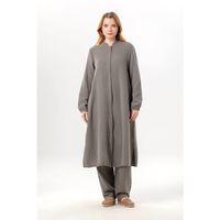 Uzun Kol Yaren Hakim Yaka Yazlık Müslin Tunik Gri Gri