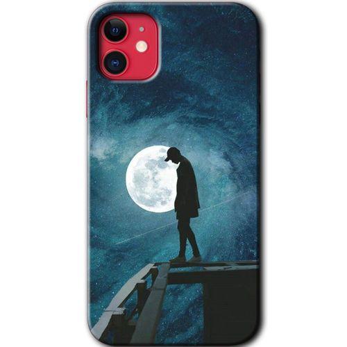 iPhone 11 Kılıf HD Desen Baskılı Arka Kapak - Dolunay Yalnızlık + Kırılmaz Cam