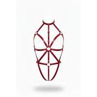 Bordo Body Harness Deri Yüksek Yaka O-halkalı Vücut Aksesuarı - Brf243