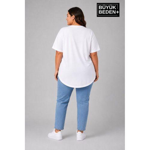 Süperlife Büyük Beden Kadın Bisiklet Yaka Basic Oval Etek Detalylı 3xl-6xl Uzun Tunik SPR26BTSK502