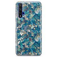 Honor View 20 Kılıf Doodle Gemi Turları Arka Kapak Koruma Desenli Full Koruyucu