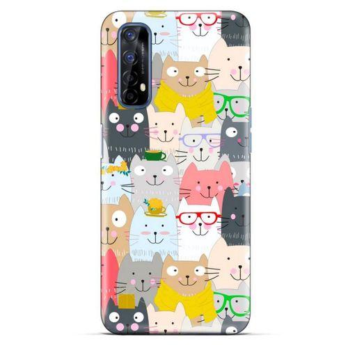 Lopard Oppo Realme 7 Uyumlu Kılıf Kediler (33) Hybrid Kılıf Büyükler