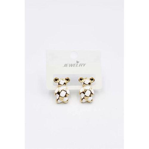 Mineli Ayıcık Küpe - Beyaz