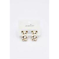 Mineli Ayıcık Küpe - Beyaz