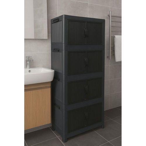 Mandella Safir 4 Lü Katlanabilir Çok Amaçlı Kapaklı Portatif Organizer Dolap Antrasit